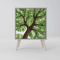 SIDEBOARD WILDERNESS DASH, Grau, 57,5x42x77,5 cm, Schräge Buchenholzfüße - Buchefarben/Multicolor, Holzwerkstoff/Buchenholz (57.5/77.5/42cm) - SpaceRebels