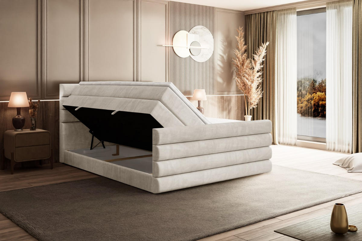 BOXSPRINGBETT CELESTIA-Z KING - 160x200 - H3/H4 - Creme - Creme, Holzwerkstoff (160/200cm) - ALTDECOR