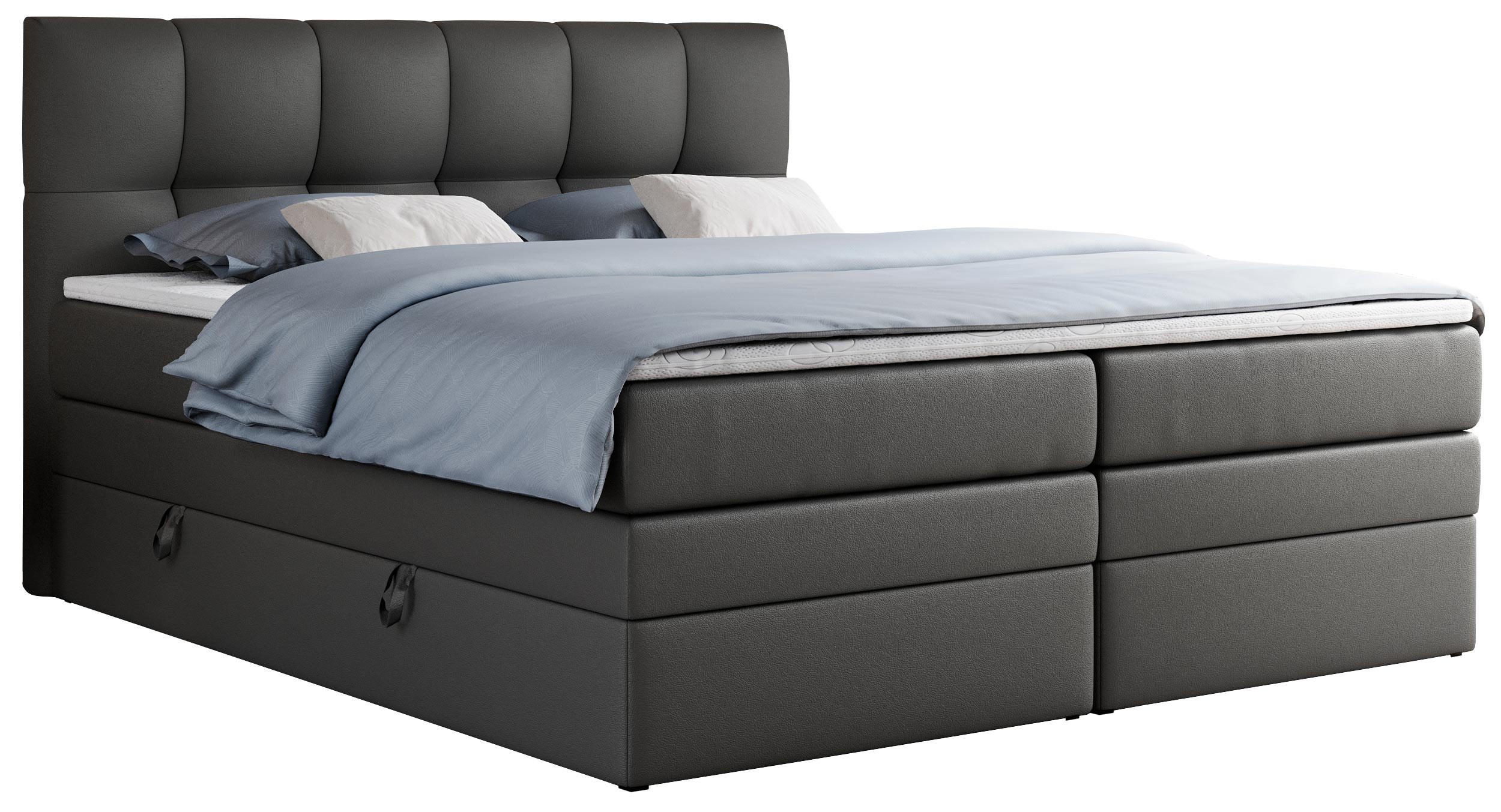 BOXSPRINGBETT ALVIN KING 180/200 Dunkelgrau Kunstleder - H3 - Dunkelgrau, Holz/Textil (180/200cm) - MKS