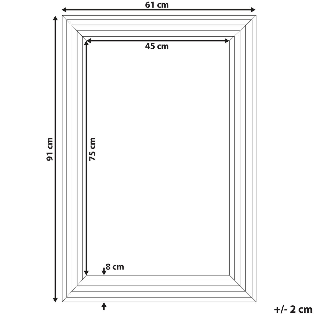 WANDSPIEGEL silber rechteckig 61/91 cm Chatain - Silberfarben, Kunststoff (61/91/4cm) - Beliani