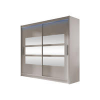 KLEIDERSCHRANK London III 180, mit RGB LED Beleuchtung - Kaschmir/Silberfarben, Holzwerkstoff/Kunststoff (180/215/58cm) - MIRJAN24