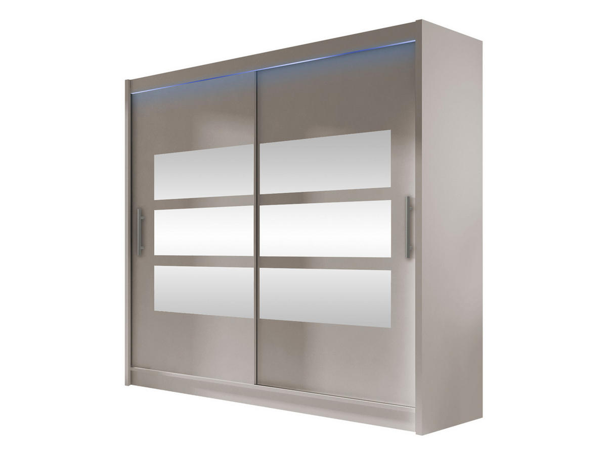 KLEIDERSCHRANK London III 180, mit RGB LED Beleuchtung - Kaschmir/Silberfarben, Holzwerkstoff/Kunststoff (180/215/58cm) - MIRJAN24