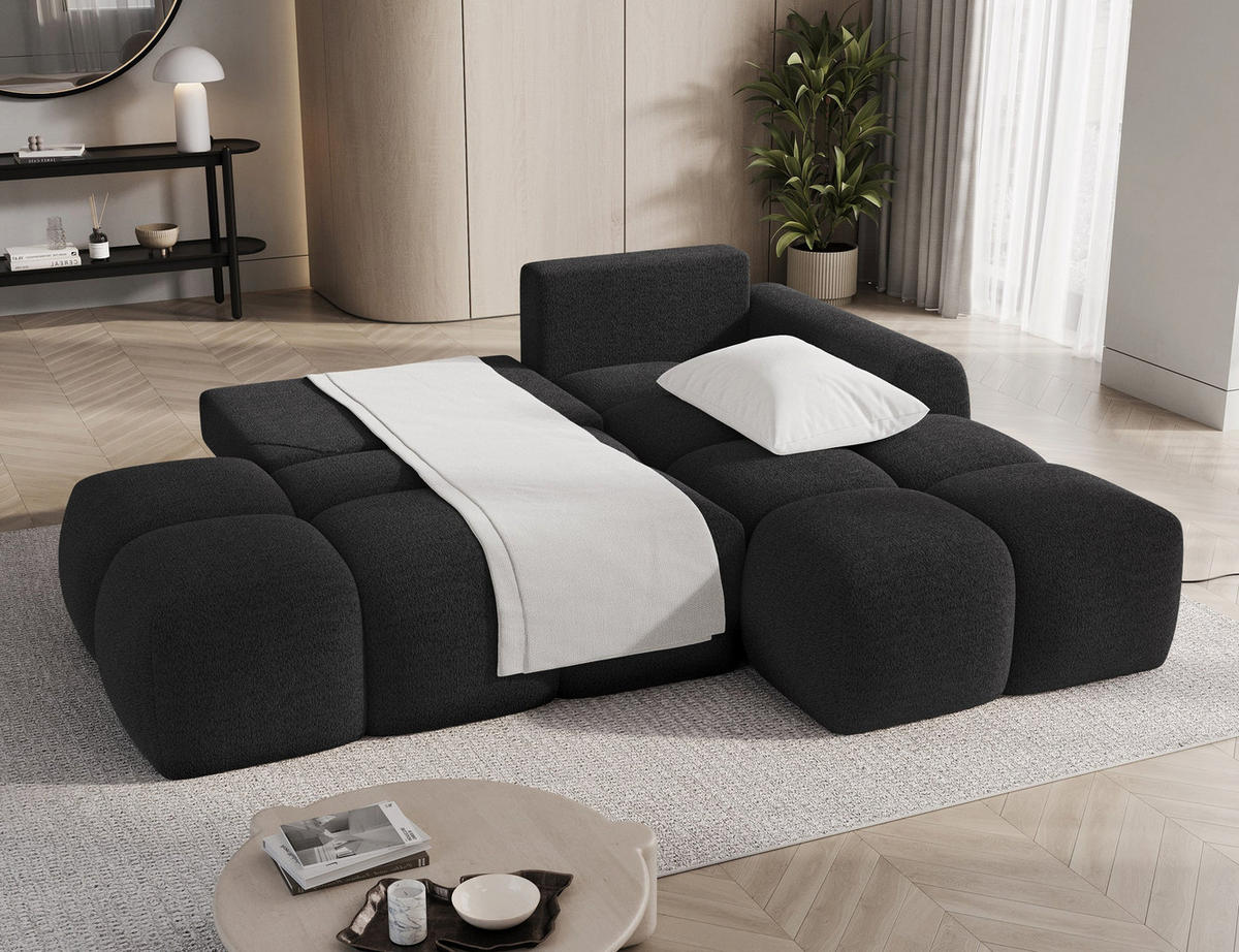 ECKSOFA VITTARIO mit Schlaffunktion & Bettkasten – Modernes L-Sofa 227 cm, inklusive Kissen - Anthrazit, Kunststoff (227/95cm) - Wohnideebilder