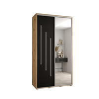SCHWEBETÜRENSCHRANK 235,2/130/45 2-türig - Silberfarben/Schwarz, Holz/Metall (130/235/45cm) - Abiks Möbel