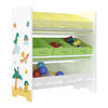 KINDERREGAL Boiro - Gelb/Weiß, Holzwerkstoff/Textil (62/59.5/29.5cm) - [en.casa]