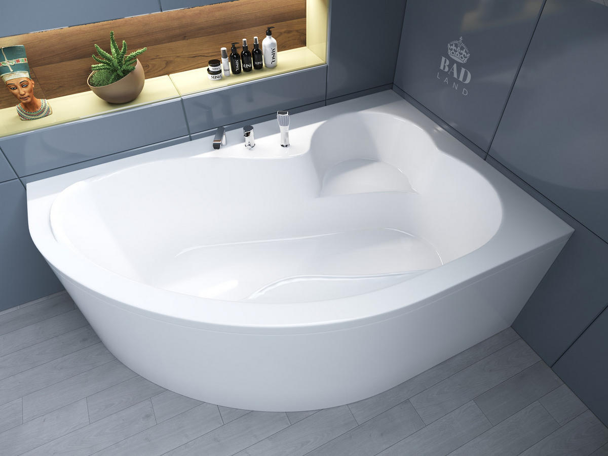 BADEWANNE Eckwanne MEGA 160/105 Rechts Ablauf & Füße - Weiß, Kunststoff (105/60/160cm) - bad land