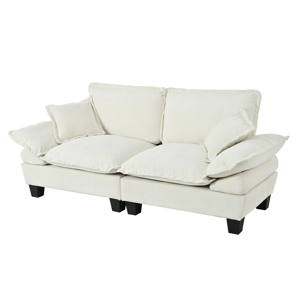 2-SITZER Sofa aus Chenille mit abnehmbaren Armlehnen, beige - Beige, Textil (82/90/194cm)