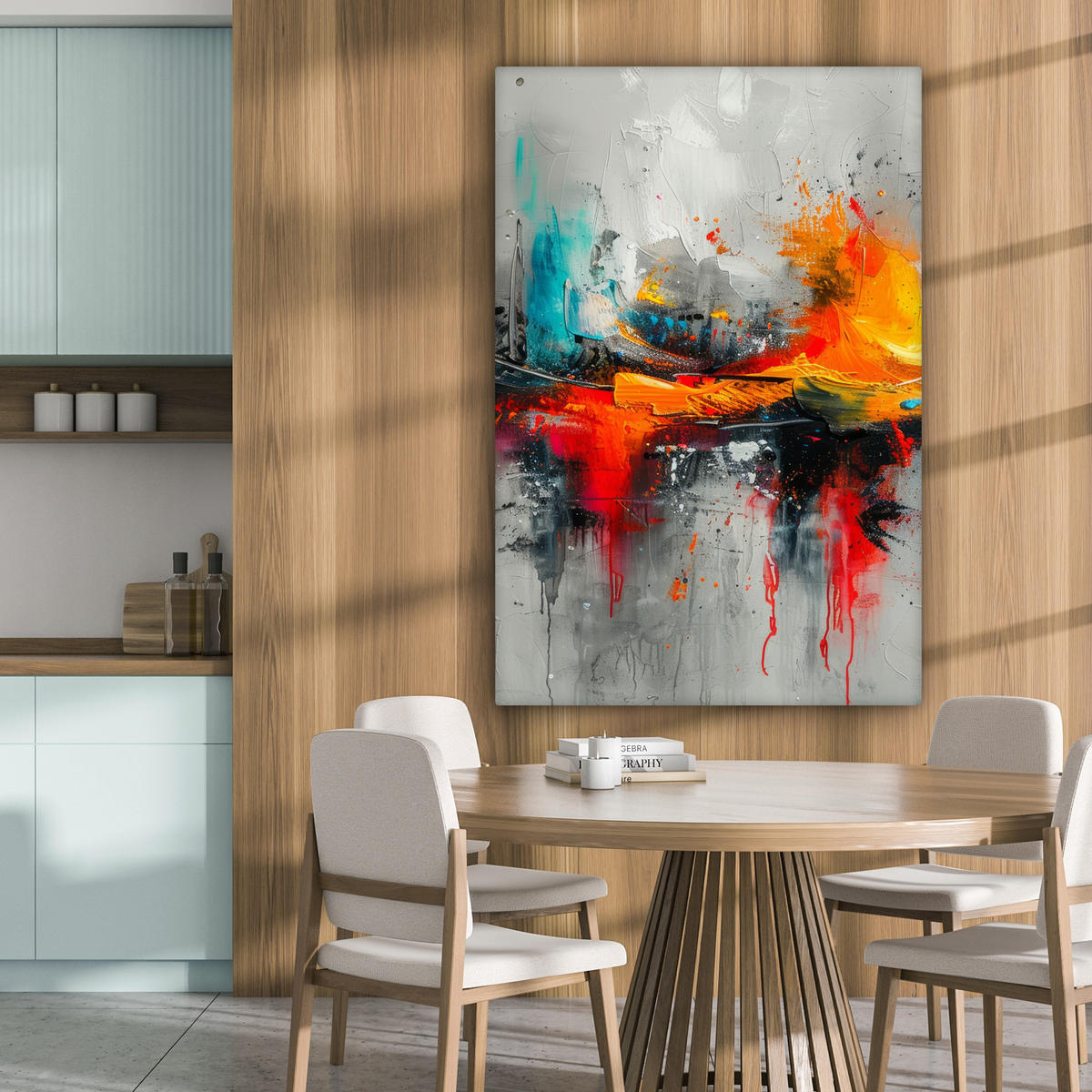 LEINWANDBILD Moderne Kunst - Orange - Grau - Abstrakt 90x140 cm - Hellgrau, Textil (90/140cm) - MuchoWow