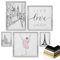WANDBILDER 5er Set - 50x50 cm & 20x30 cm & 40x60 cm Silberner Rahmen - Fruchtige Zitrusmuster - Silberfarben, Kunststoff (40/60cm) - ArtPrintCave