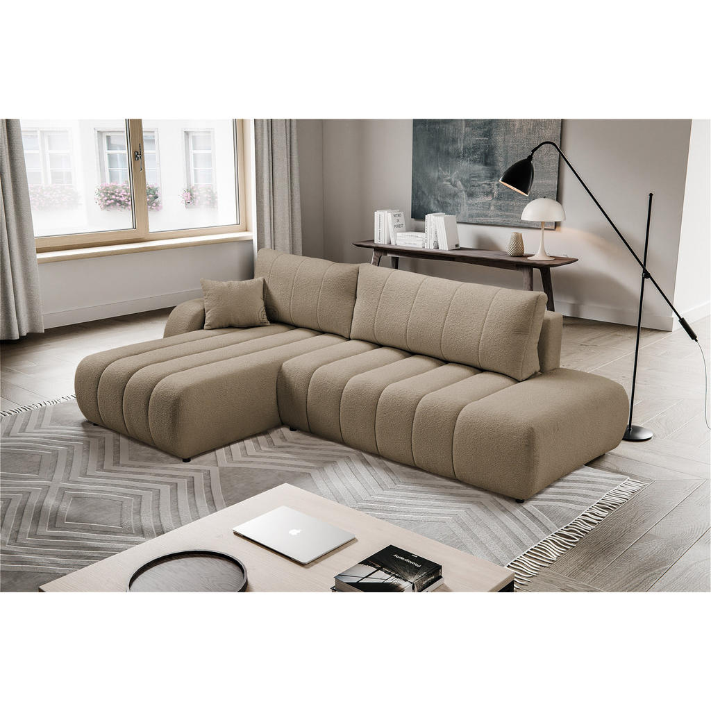 Thumbnail - DomoHome Ecksofa, Braun, Textil, Rechteckig, 276x176 cm, Wohnzimmer, Sofas & Couches, Wohnlandschaften, Ecksofas