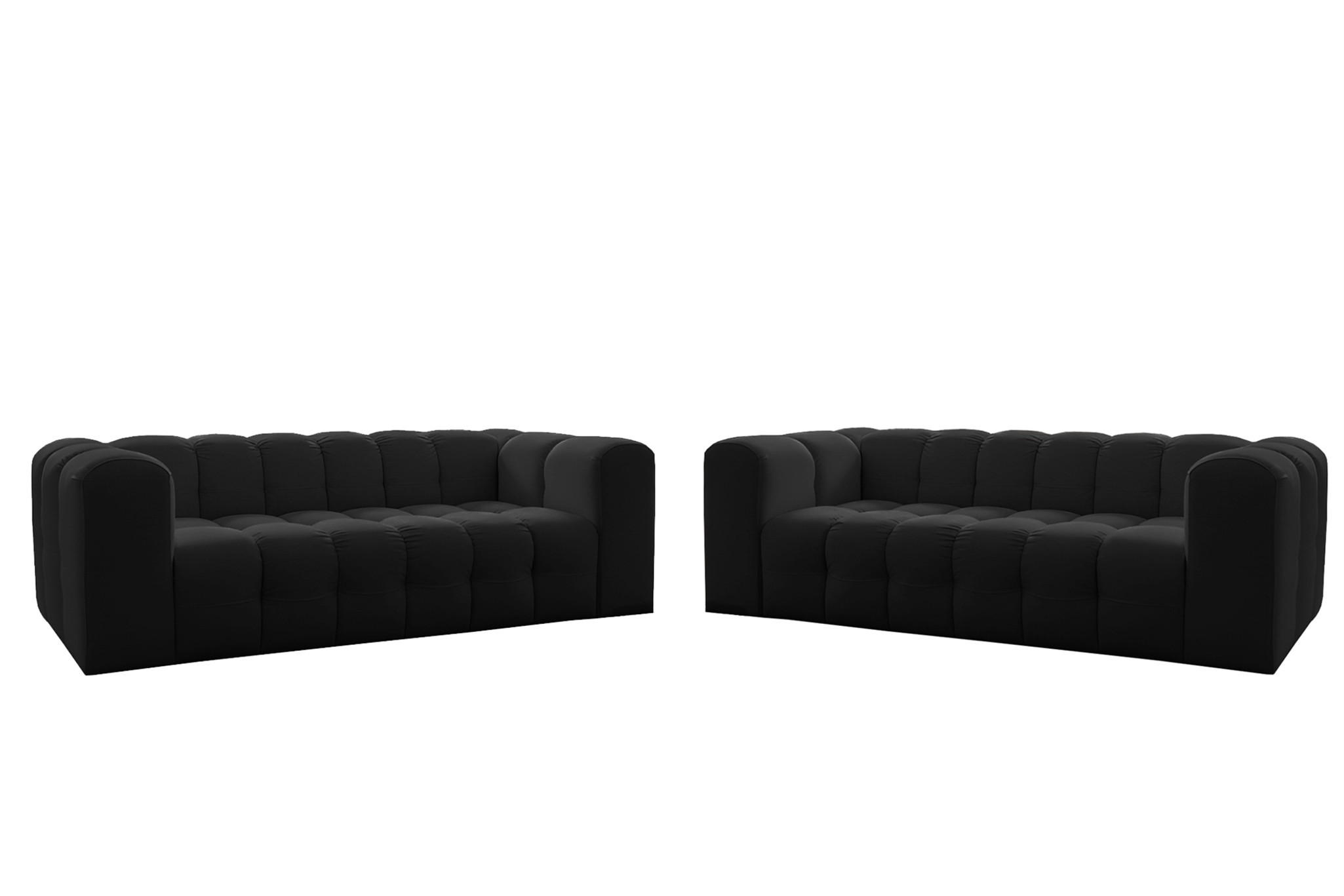 Fun Möbel Sofaset Schwarz 230x75x106 cm