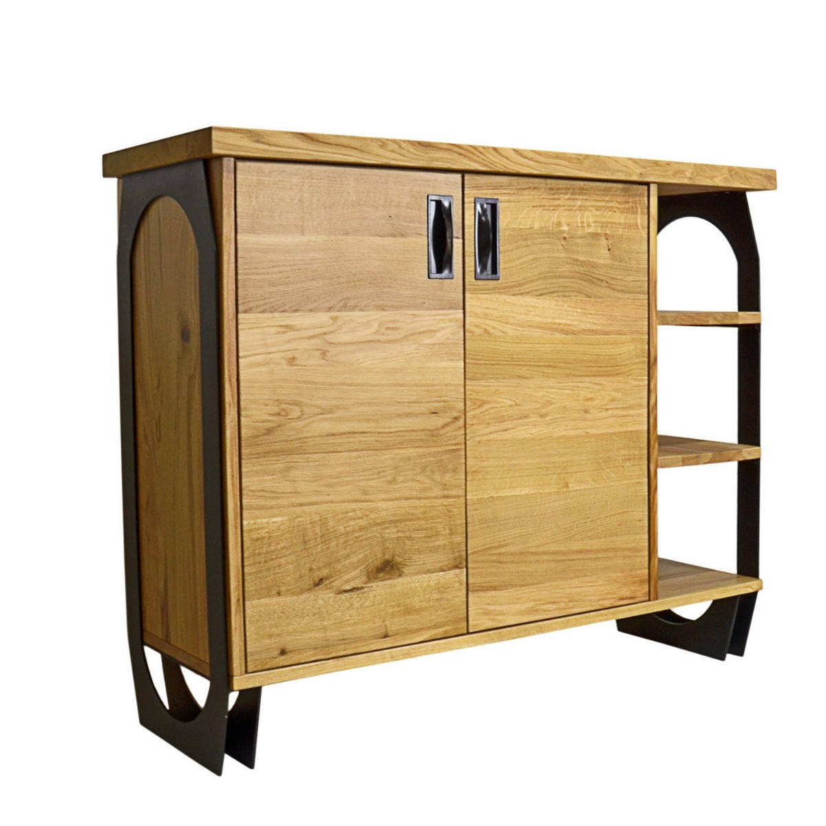 HOLZKOMMODE mit Regalen aus Massivholz für das Wohnzimmer WALT - Eichefarben, Holz (120/100/45cm) - Rawood Furniture