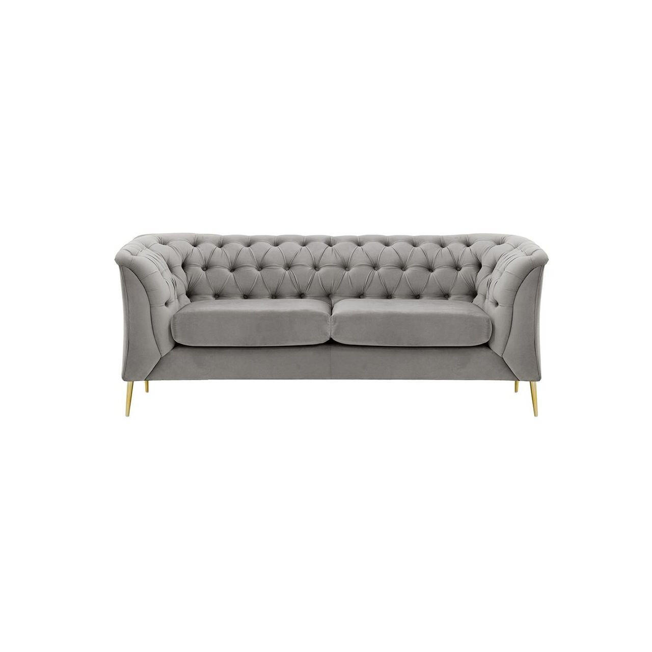 ZWEISITZER-SOFA Chesterfield Modern-Velluto 15 - Hellgrau, Holz/Textil (183/74/80cm)