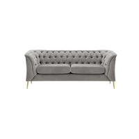 ZWEISITZER-SOFA Chesterfield Modern-Velluto 15 - Hellgrau, Holz/Textil (183/74/80cm)