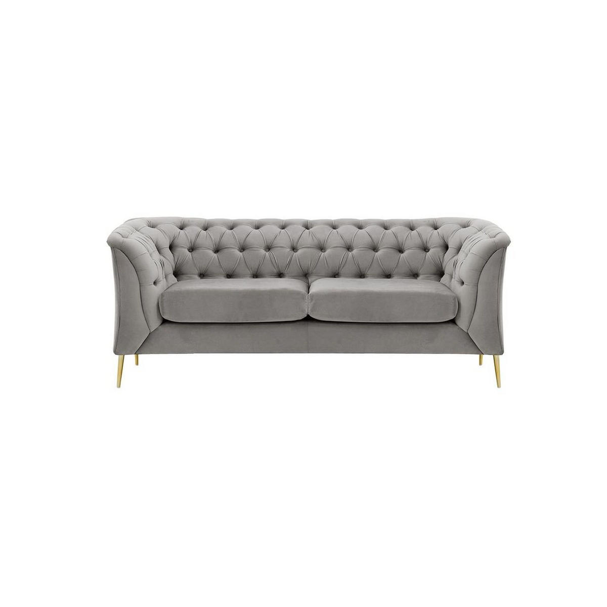 ZWEISITZER-SOFA Chesterfield Modern-Velluto 15 - Hellgrau, Holz/Textil (183/74/80cm)