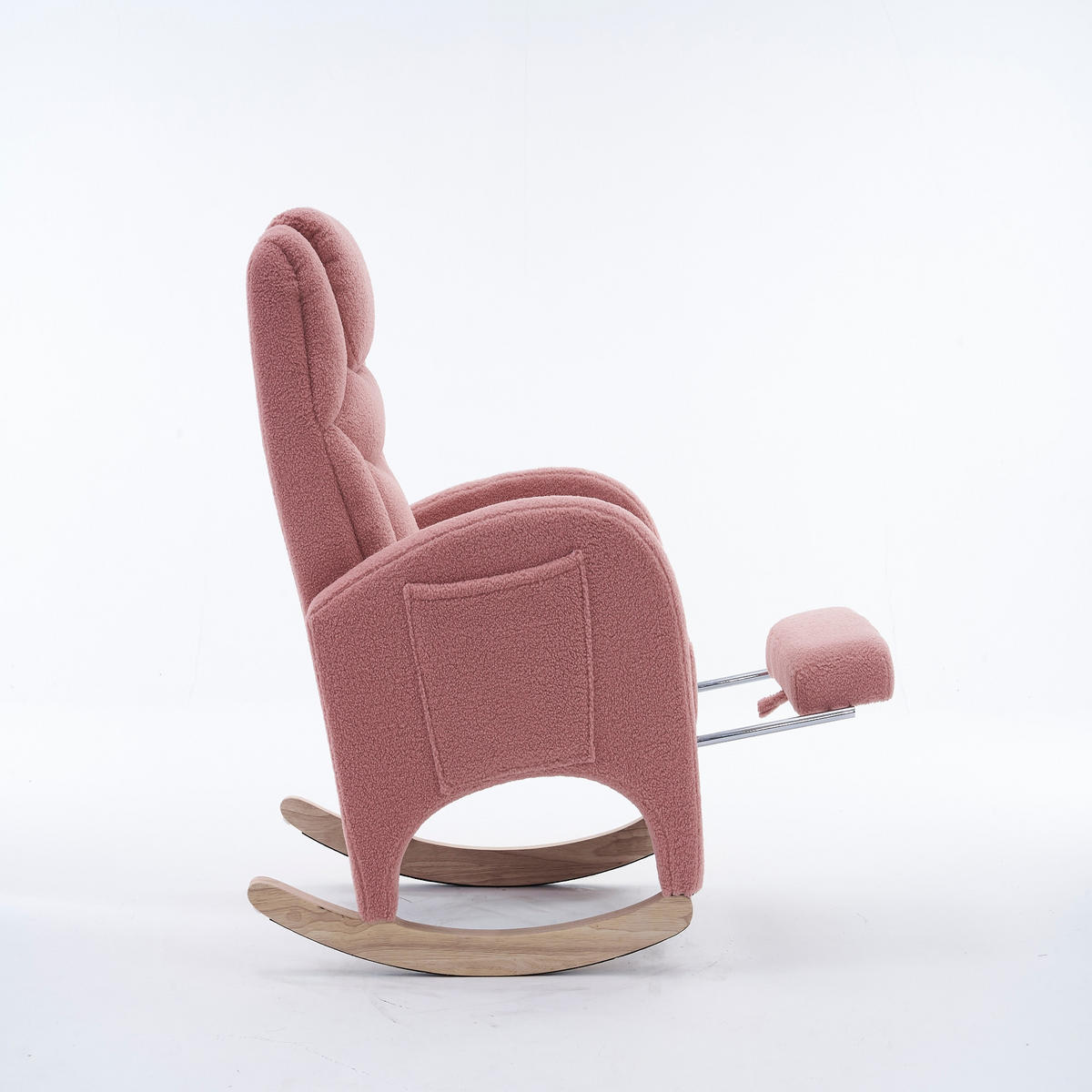 SCHAUKELSTUHL Rosa Teddy mit Klappbare Pedale - Rosa, Textil (125/101/66cm) - Oxeza