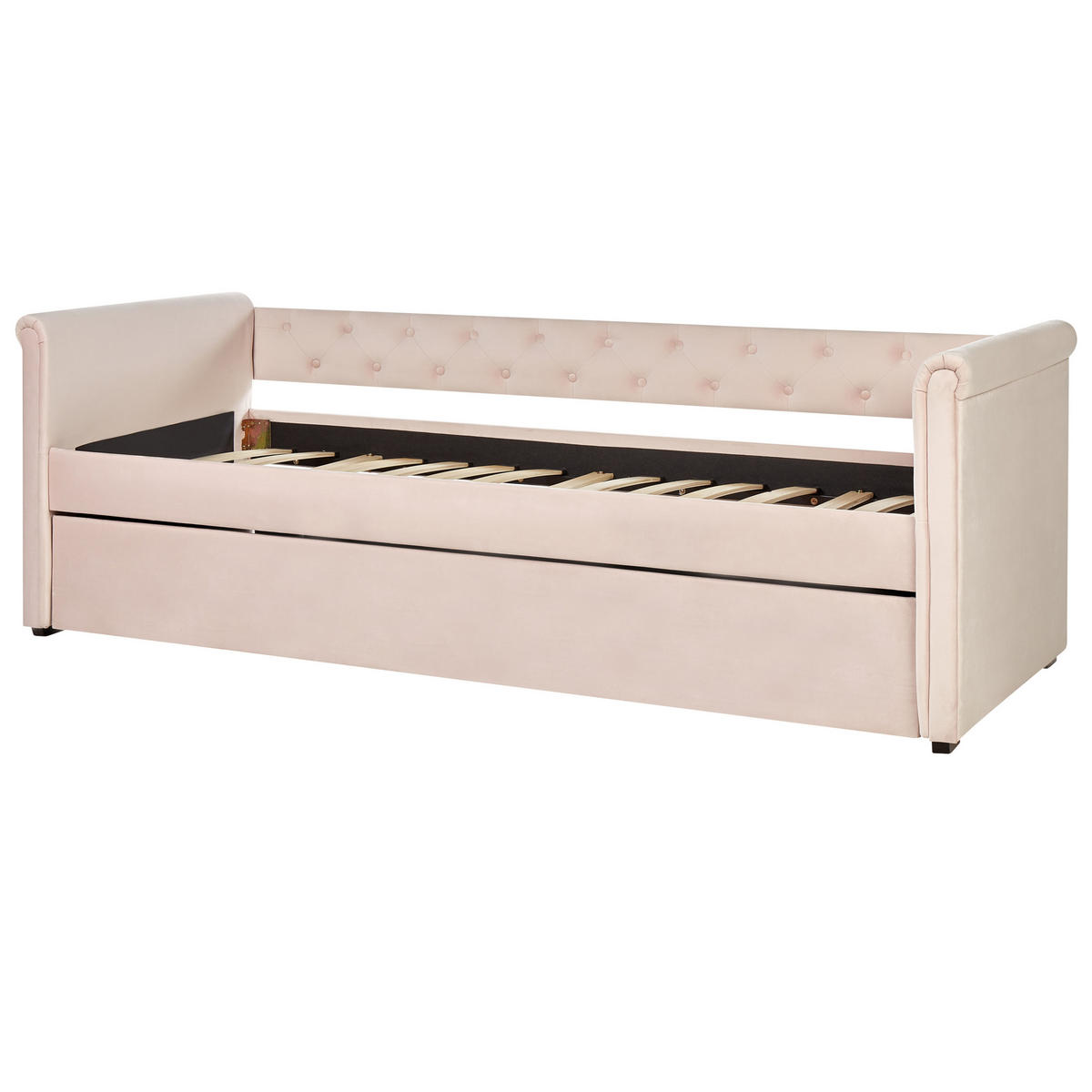 TAGESBETT Rosa 90-200 cm Libourne - Pink, Holz/Textil (90/200cm) - Beliani