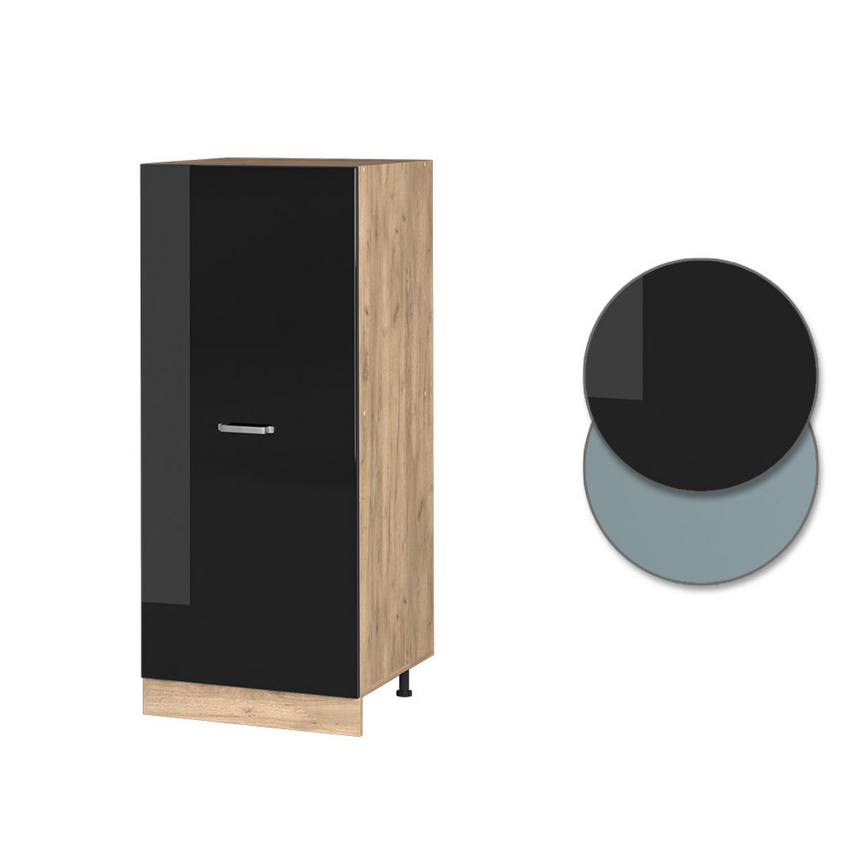 HOCHSCHRANK R-Line Schwarz Hochglanz 60 cm - Honigeiche/Schwarz Hochglanz, Holzwerkstoff (60/143/57cm) - Vicco