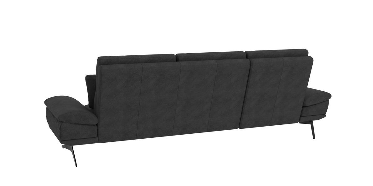 ECKSOFA Loris Schwarz Samt - Ottomane links - Schwarz, Holz/Textil (294/175cm) - S-Style Möbel
