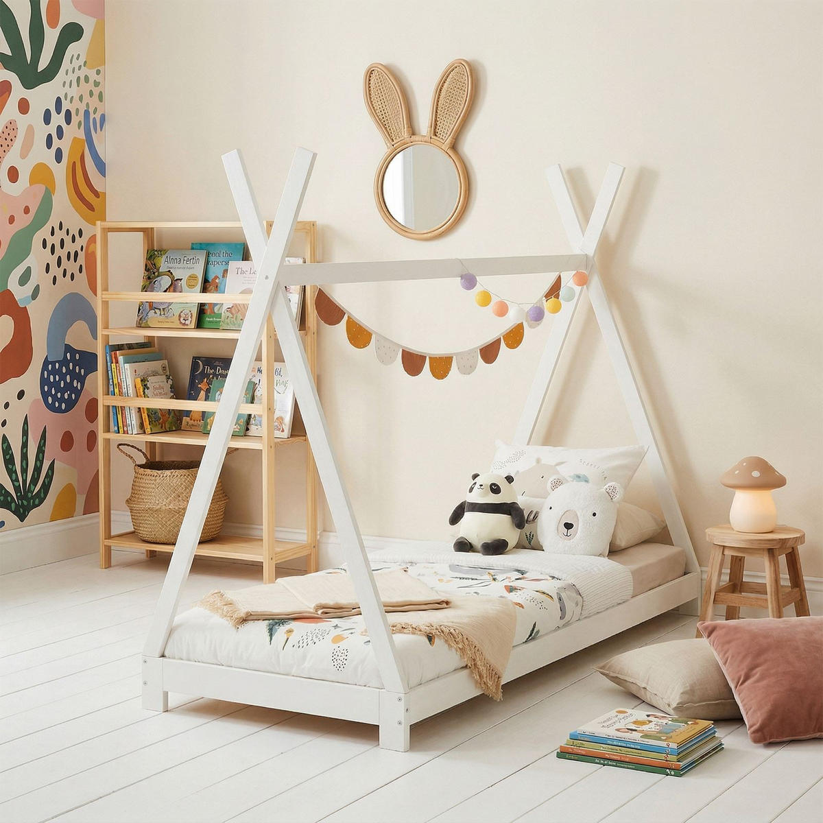 TIPIBETT ELIN 90X200 CM - Weiß, Holz (95/167/205cm) - IDIMEX