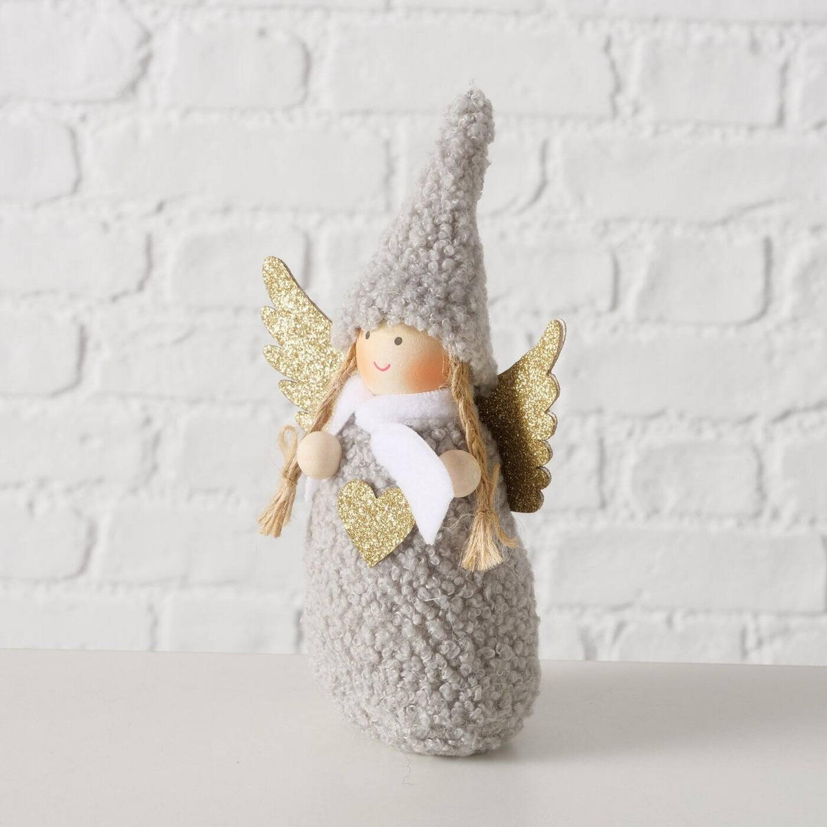 WEIHNACHTSFIGUR Amia 16 cm - Grau, Textil (6/16/9.5cm) - Boltze Home