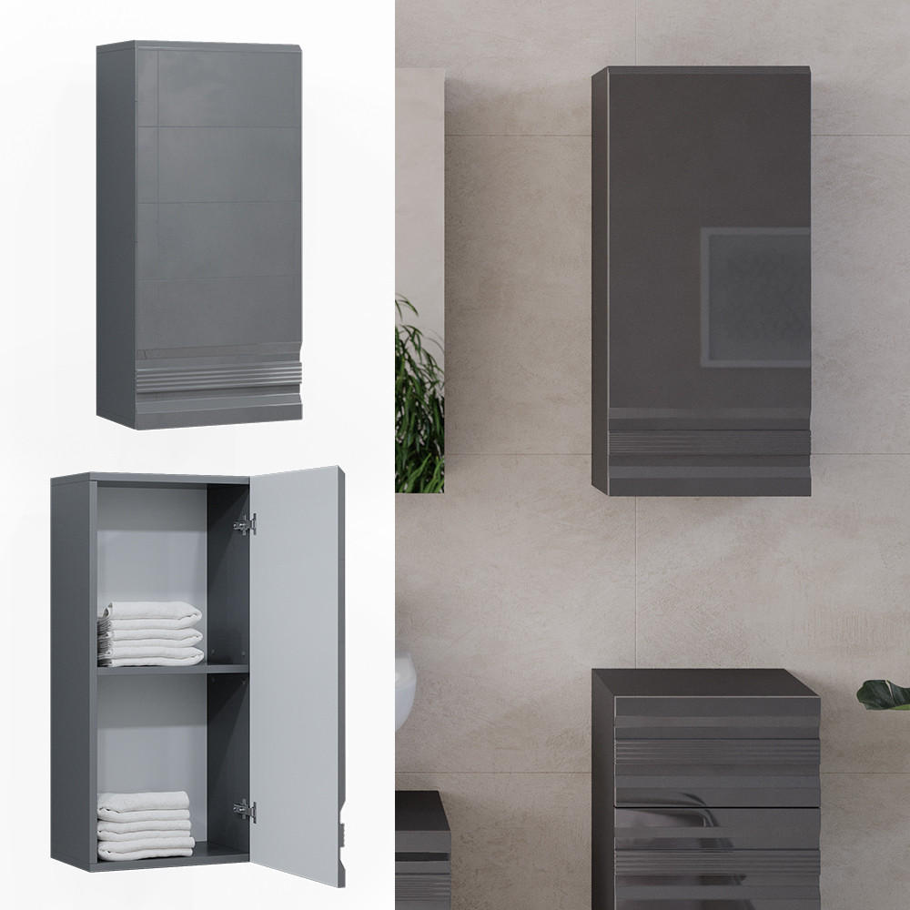 BADSCHRANK Fredd Anthrazit 77 x 36.4 cm - Schwarz Hochglanz/Anthrazit, Holzwerkstoff (77/36.4/23.5cm) - Vicco