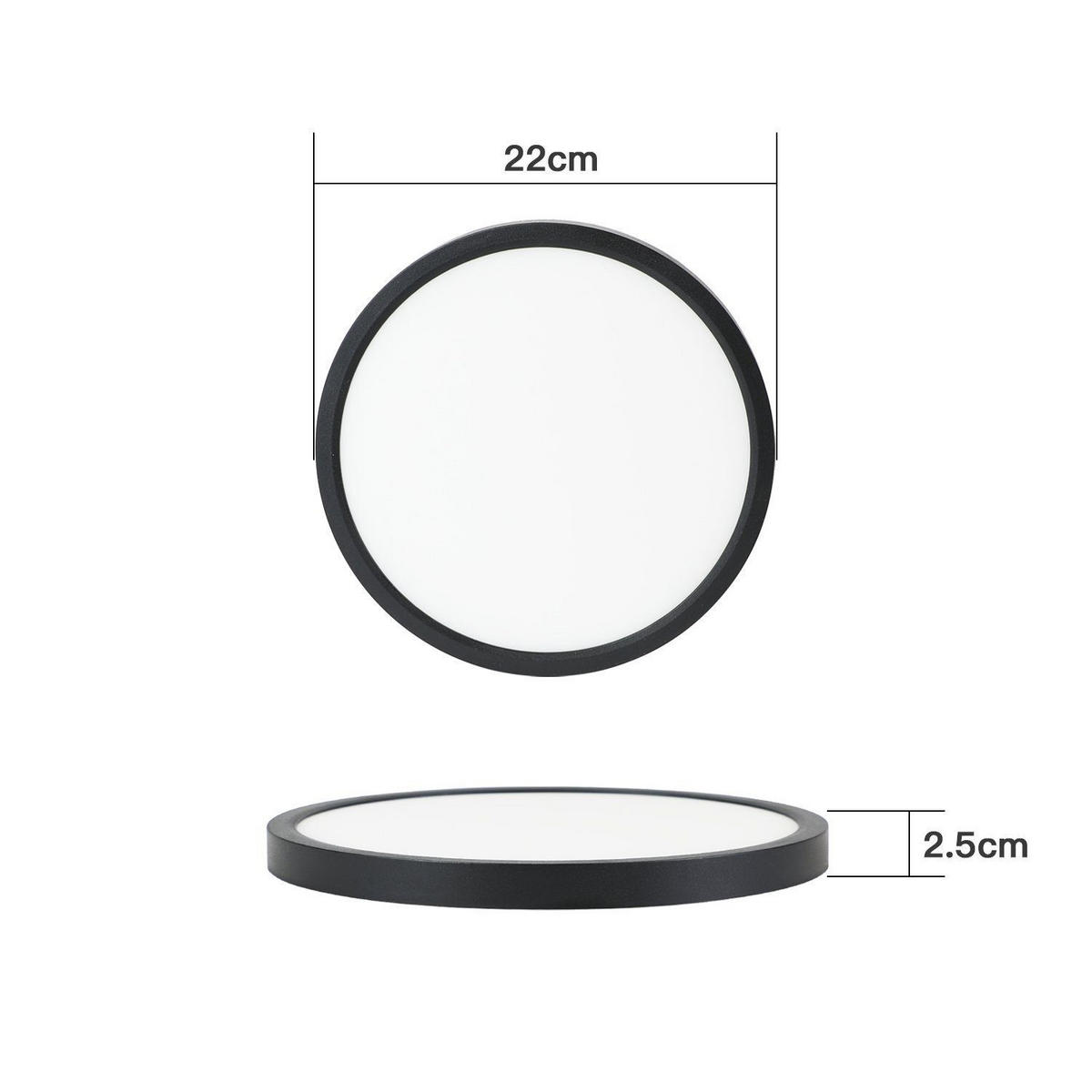 LED-DECKENLEUCHTE Lohnzahn 23.0/2.5/23.0 cm - Schwarz, Kunststoff (23/23/2.5cm) - ZMH