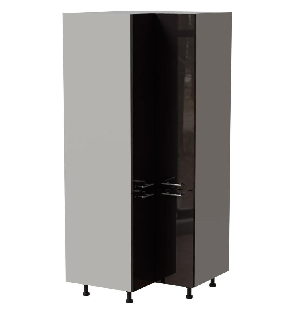 ECKVORRATSSCHRANK Essen D24N/207 Schwarz Hochglanz / Grau Matt 90 / 90 / 207cm - Schwarz Hochglanz/Schwarz, Holz/Holzwerkstoff (90/207/90cm) - Feldmann-Wohnen