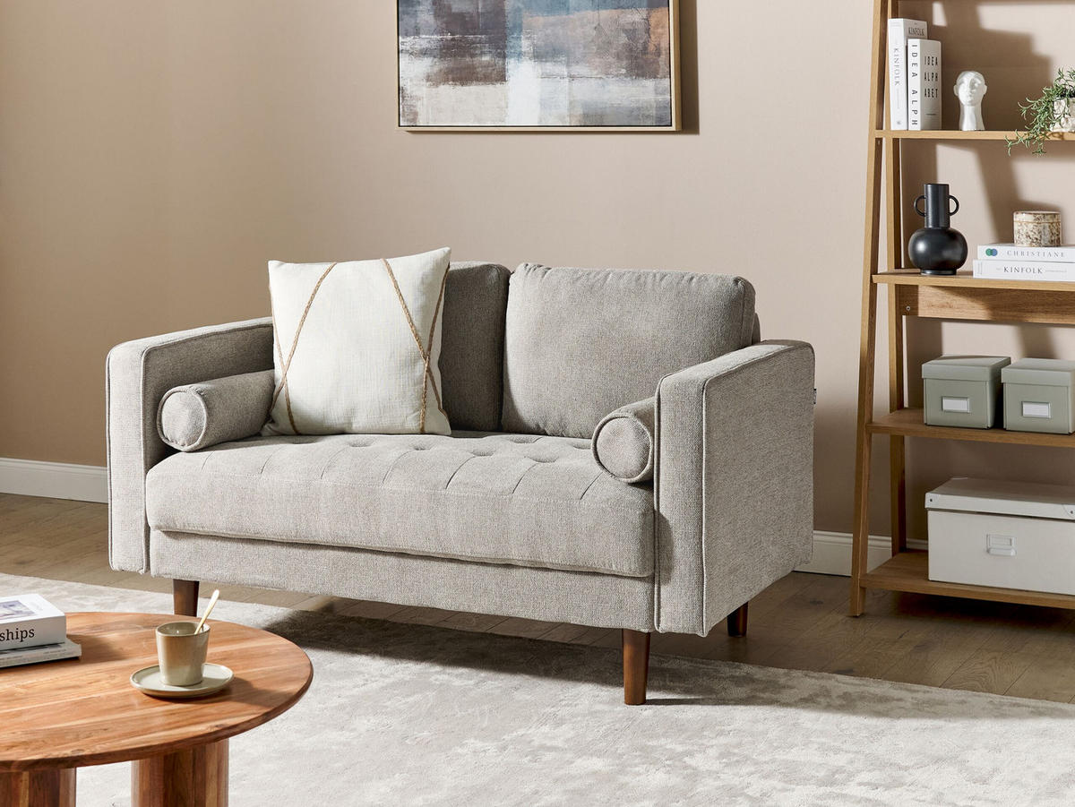 2-SITZER-SOFA taupe Nurmo - Dunkelbraun/Braun, Textil (140/78/74cm) - Beliani