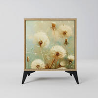 SIDEBOARD DREAMY MEADOW, Eichefarben, 57,5x42x70,5 cm, Schwarze Metall-Sternfüße - Eichefarben/Multicolor, Holzwerkstoff/Metall (57.5/70.5/42cm) - SpaceRebels