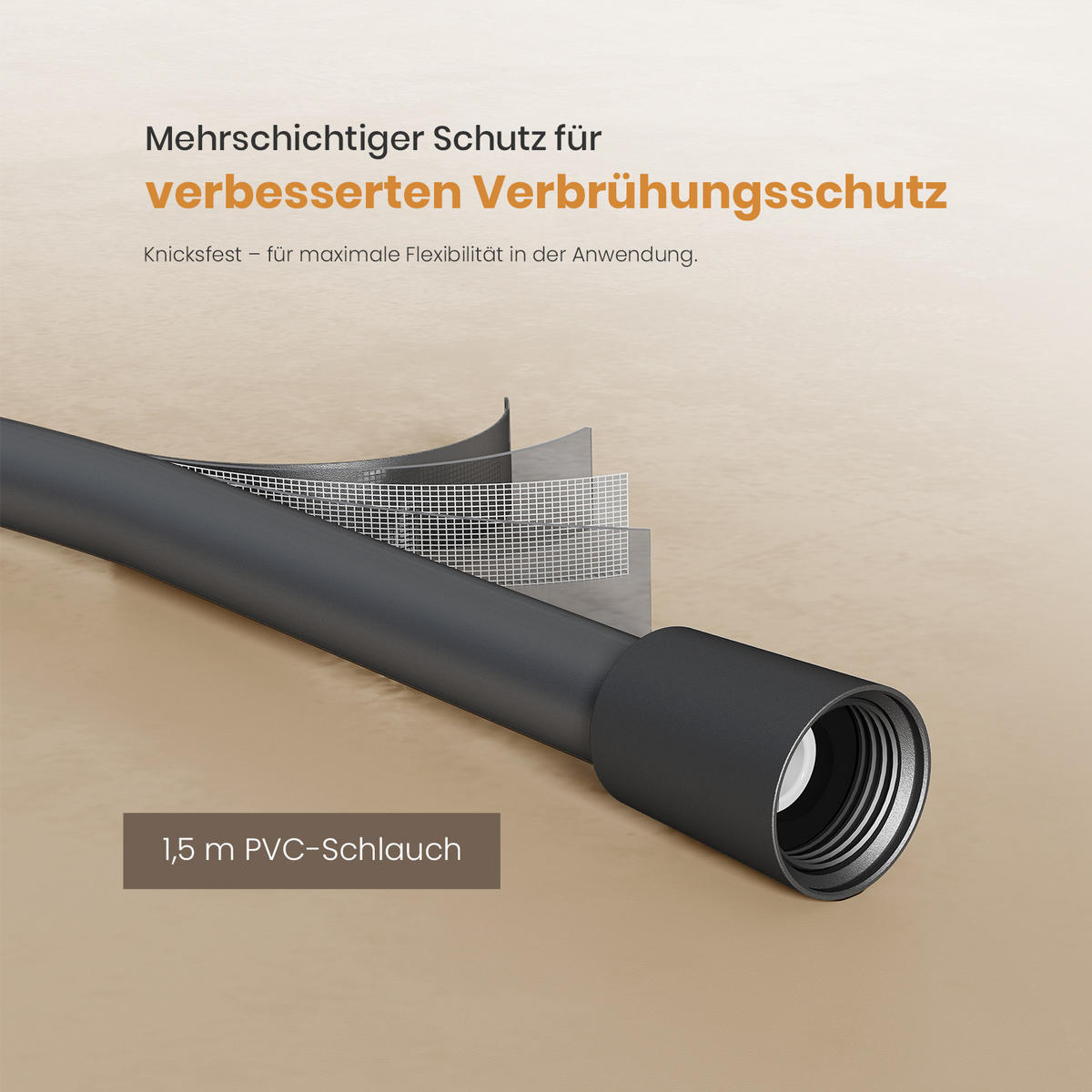 ÜBERKOPFBRAUSESET mit Thermostat Einstellbarer Durchfluss 4-Strahl Anthrazit Matt - Anthrazit, Metall (40.2/105/57.3cm) - EMKE