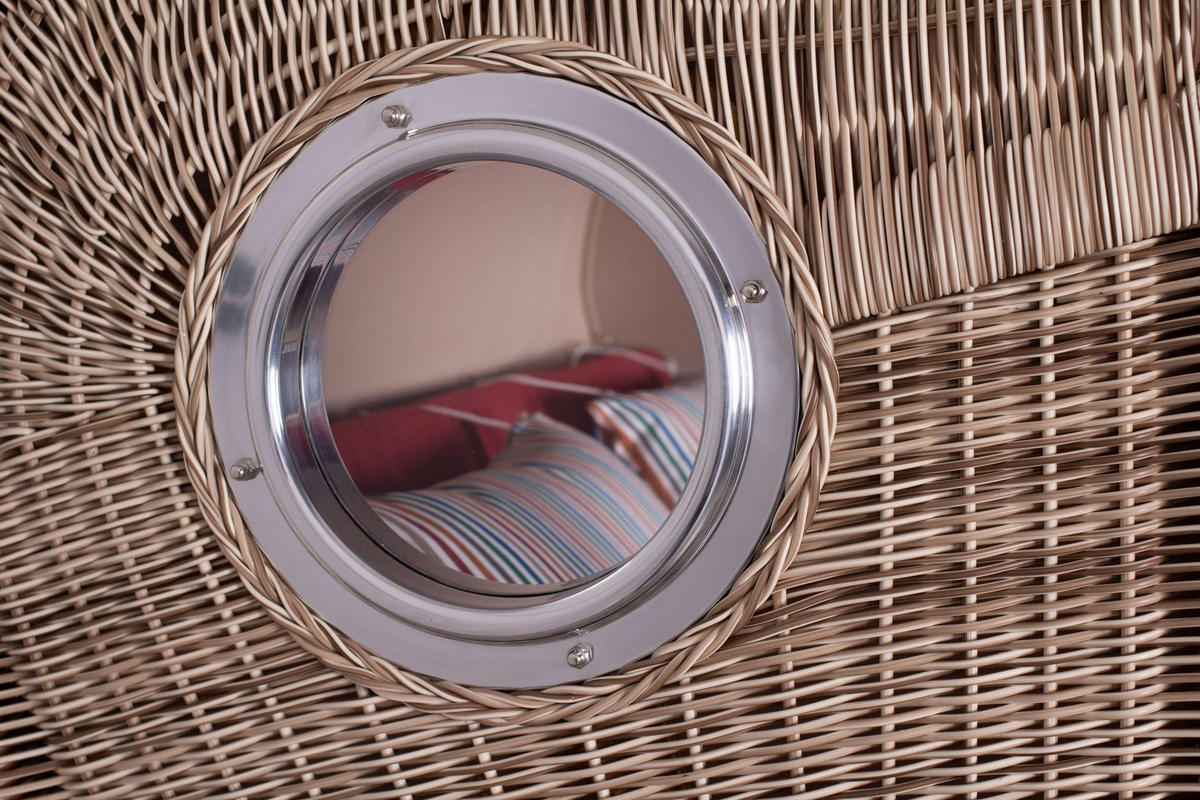 STRANDKORB XXL Düne Grande Teak PE Shell - Rot/Braun, Metall (142/170/95cm) - Mr. Deko