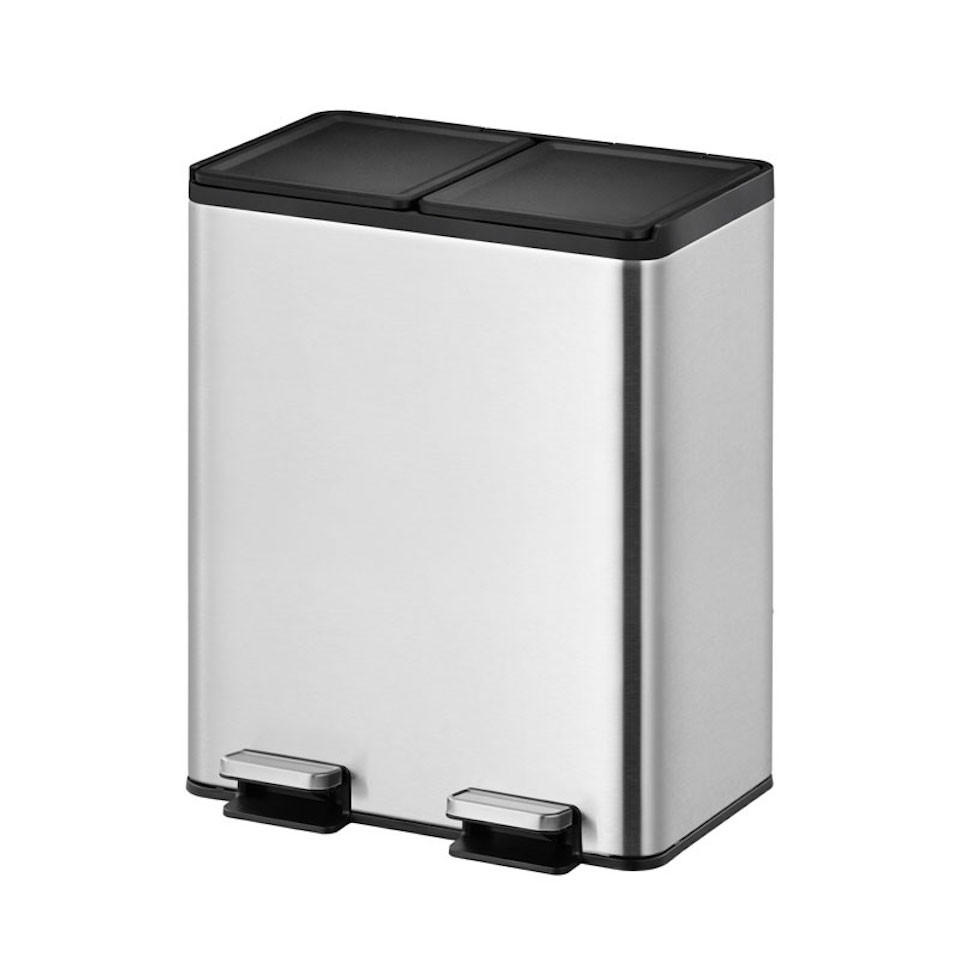 MÜLLEIMER rechteckig 40 Liter 59,2x46,3x33,2 cm, Edelstahl Silber - Silberfarben, Metall (46.3/59.2/33.2cm) - PROREGAL