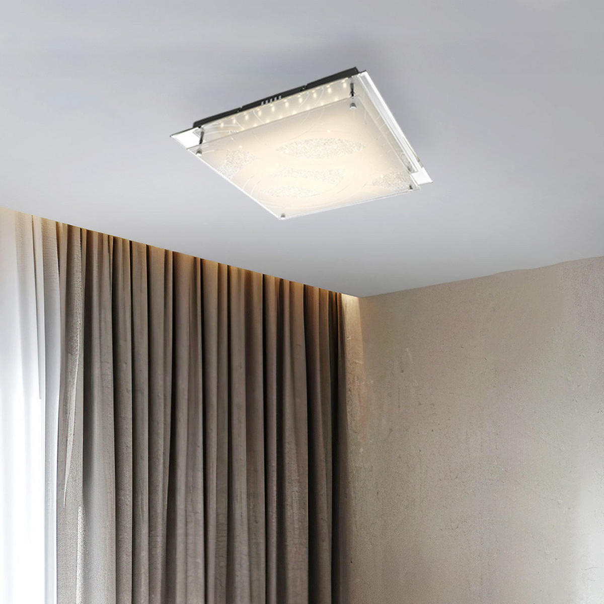 LED DECKENLEUCHTE Chrom Glas Silber - Silberfarben, Glas (43/43/8cm) - Globo Lighting