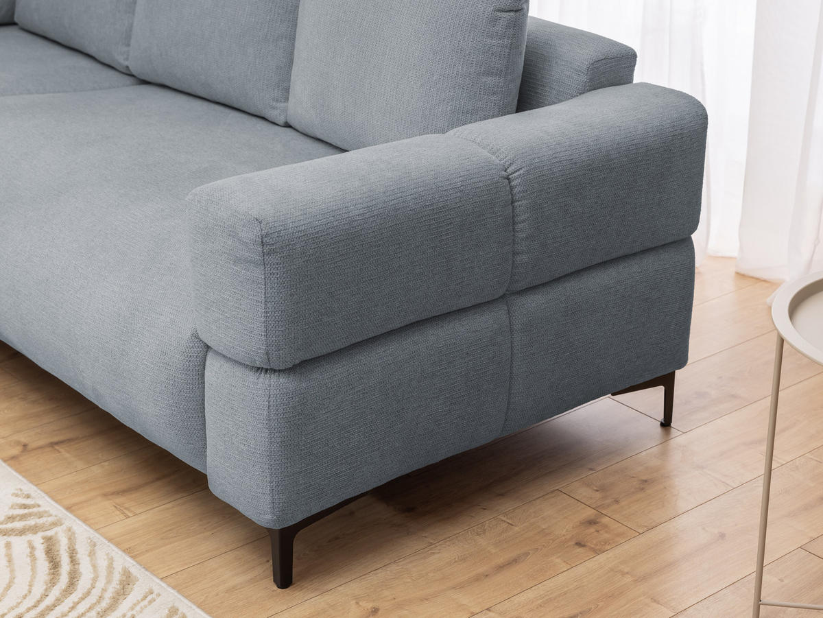 ECKSOFA inkl. Hocker Cardea mit Schlaffunktion in Bubble-Optik aus weichem Grau Strukturstoff und hohem Sitzkomfort - Ottomane links - Schwarz/Grau, Holz/Textil (170/230cm) - S-Style Möbel