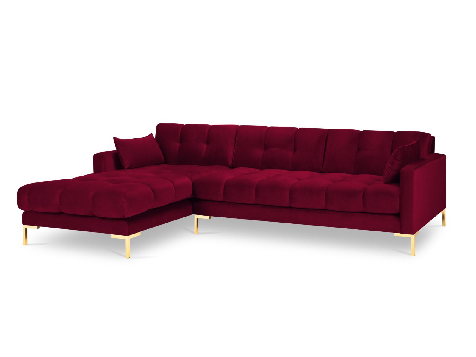 ECKSOFA links Mamaia aus Samt rot 5 Sitzplätze - Rot, Textil (185/293cm) - Micadoni