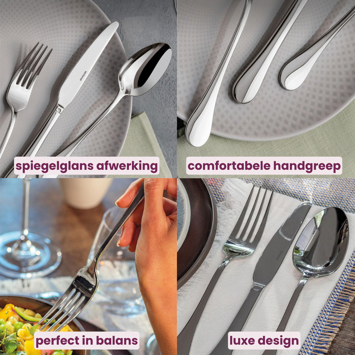 BESTECKSET Bloom - Edelstahl - Monoblock - 36-teilig / 6 Personen - Silberfarben, Metall - Sambonet