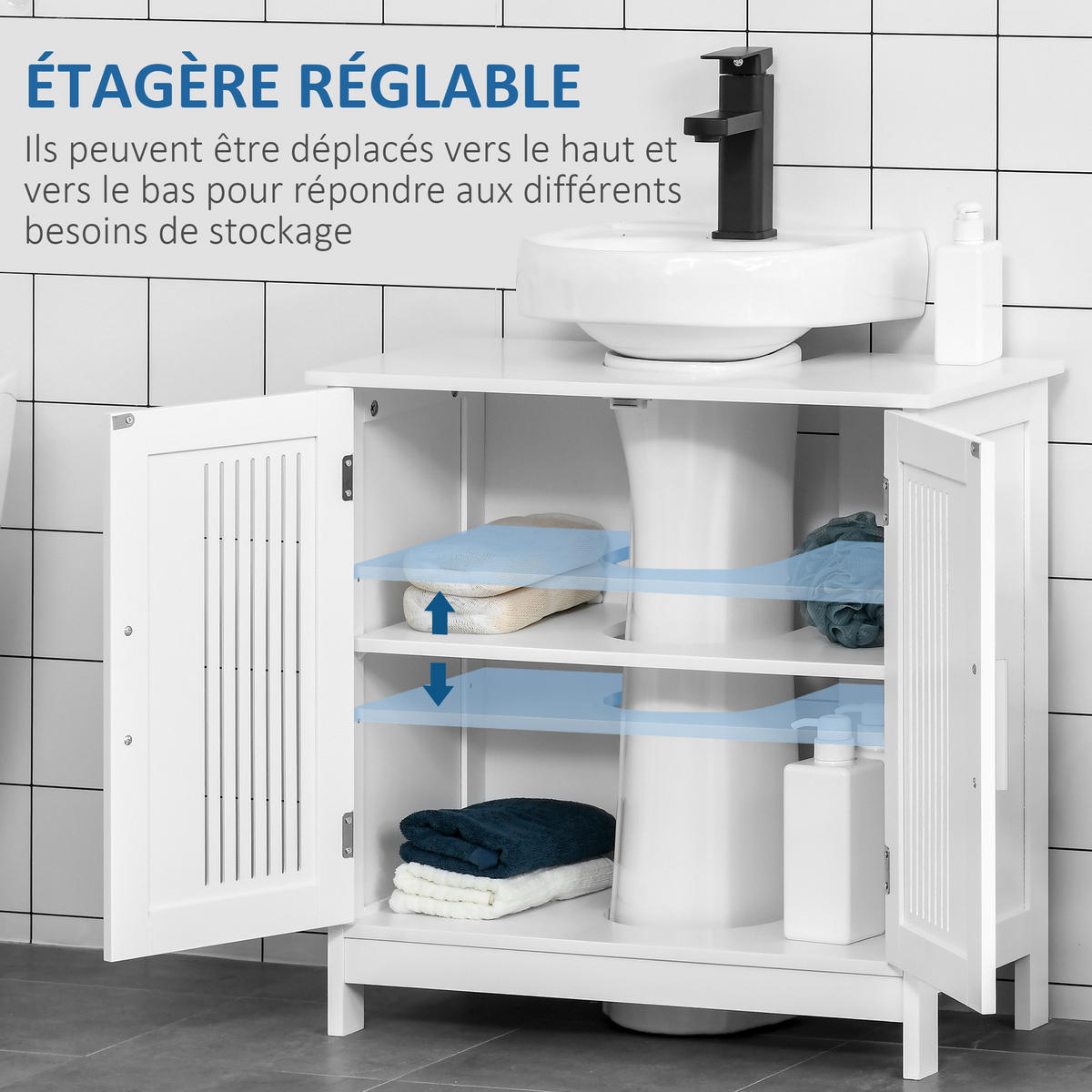BADEZIMMER Unterschrank für Waschbecken 60/30/60 cm Weiß - Weiß, Kunststoff (60/60/30cm)
