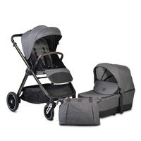 KOMBIKINDERWAGEN Macan 2 in 1 grau Babywanne Sportsitz Tasche PU-Räder Gurt - Grau, Metall (103/60/105cm) - Cangaroo