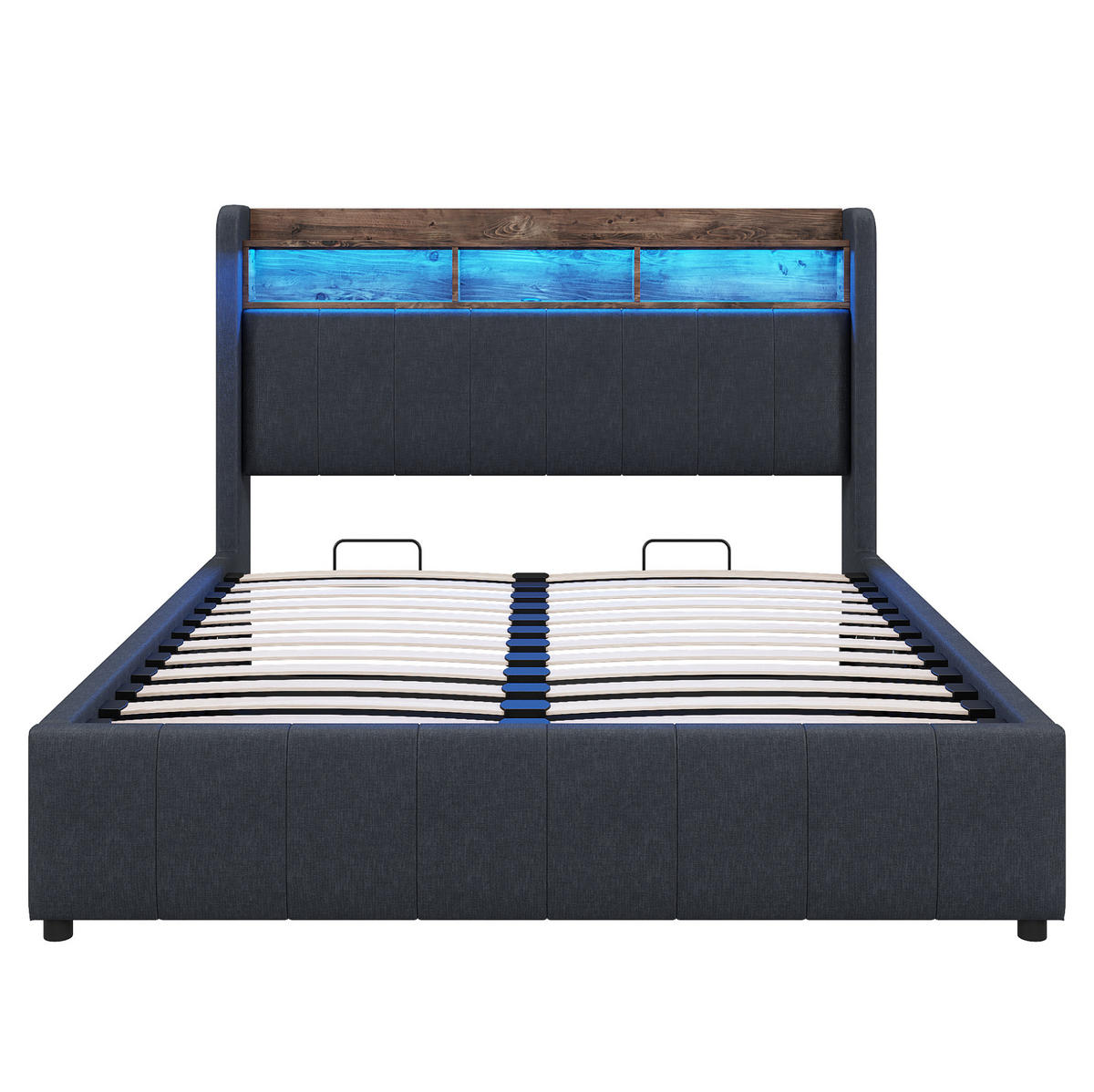 POLSTERBETT 140/200 cm Grau mit LED-Beleuchtung, Stauraum und USB- und Type-C-Anschlüssen - Grau, Textil (140/200cm) - Flora Grace