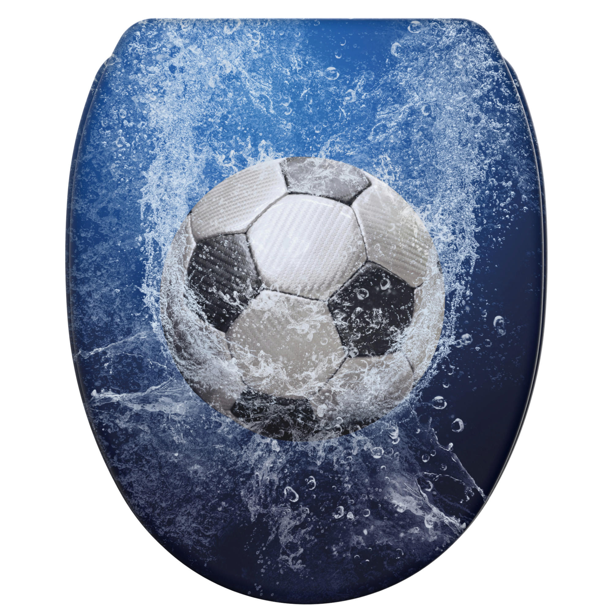 WC-SITZ mit Absenkautomatik & Top Fix Soccer - Blau, Holzwerkstoff (37.7/5.5/48cm) - Sanilo