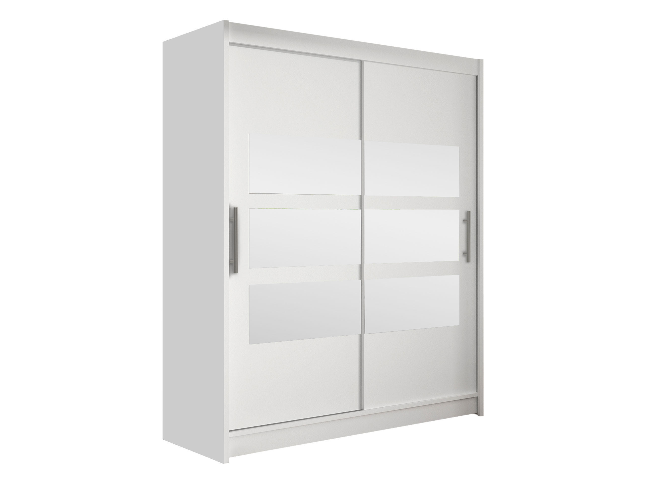 SCHWEBETÜRENSCHRANK Westa VII - Silberfarben/Weiß, Holzwerkstoff/Metall (150/200/58cm) - MIRJAN24