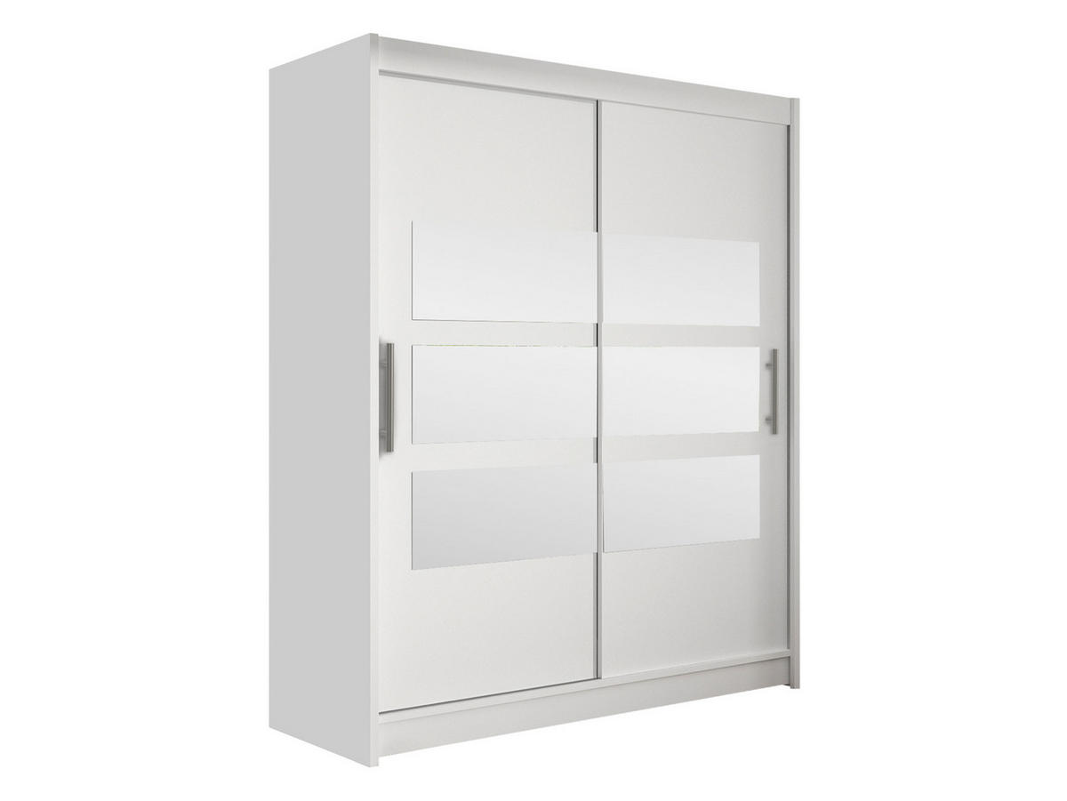 SCHWEBETÜRENSCHRANK Westa VII - Silberfarben/Weiß, Holzwerkstoff/Metall (150/200/58cm) - MIRJAN24