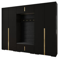 GARDEROBEN-SET 236,7/300/47 - Goldfarben/Schwarz, Holz/Kunststoff (300/236.7/47cm) - Abiks Möbel