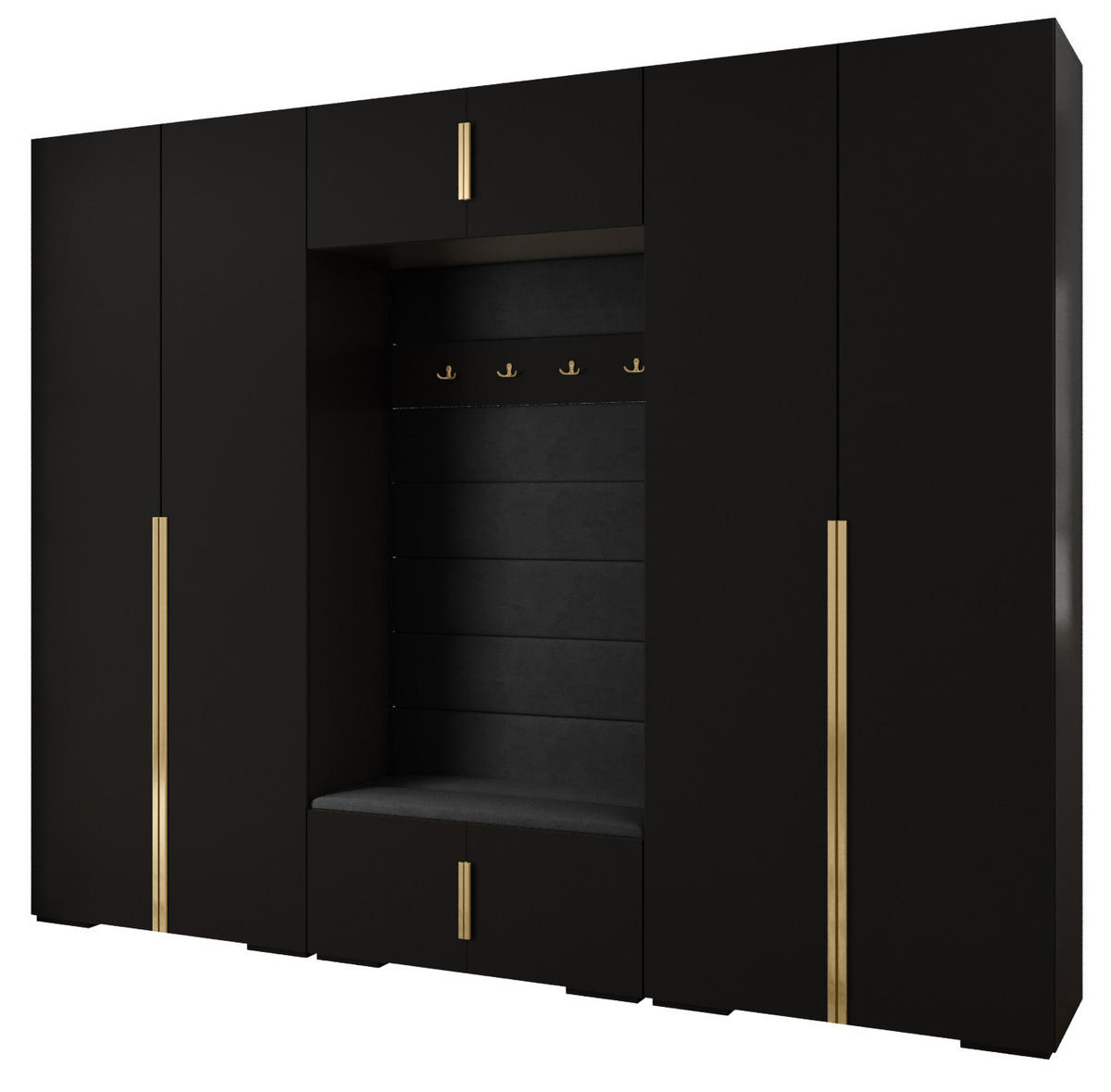 GARDEROBEN-SET 236,7/300/47 - Goldfarben/Schwarz, Holz/Kunststoff (300/236.7/47cm) - Abiks Möbel