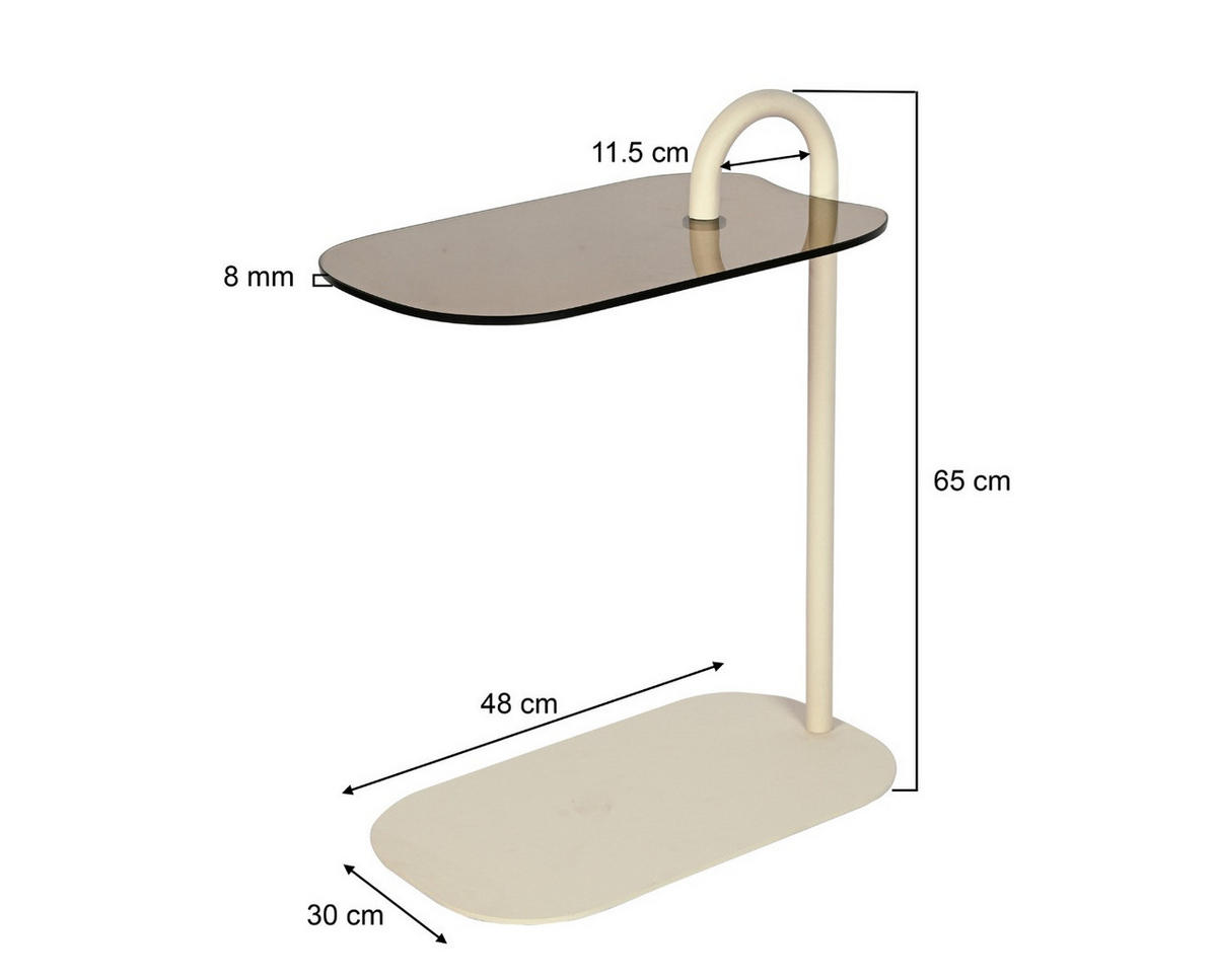 BEISTELLTISCH Amy Beige 48/30/65 cm - Beige, Glas (48/30/65cm) - Livingfurn