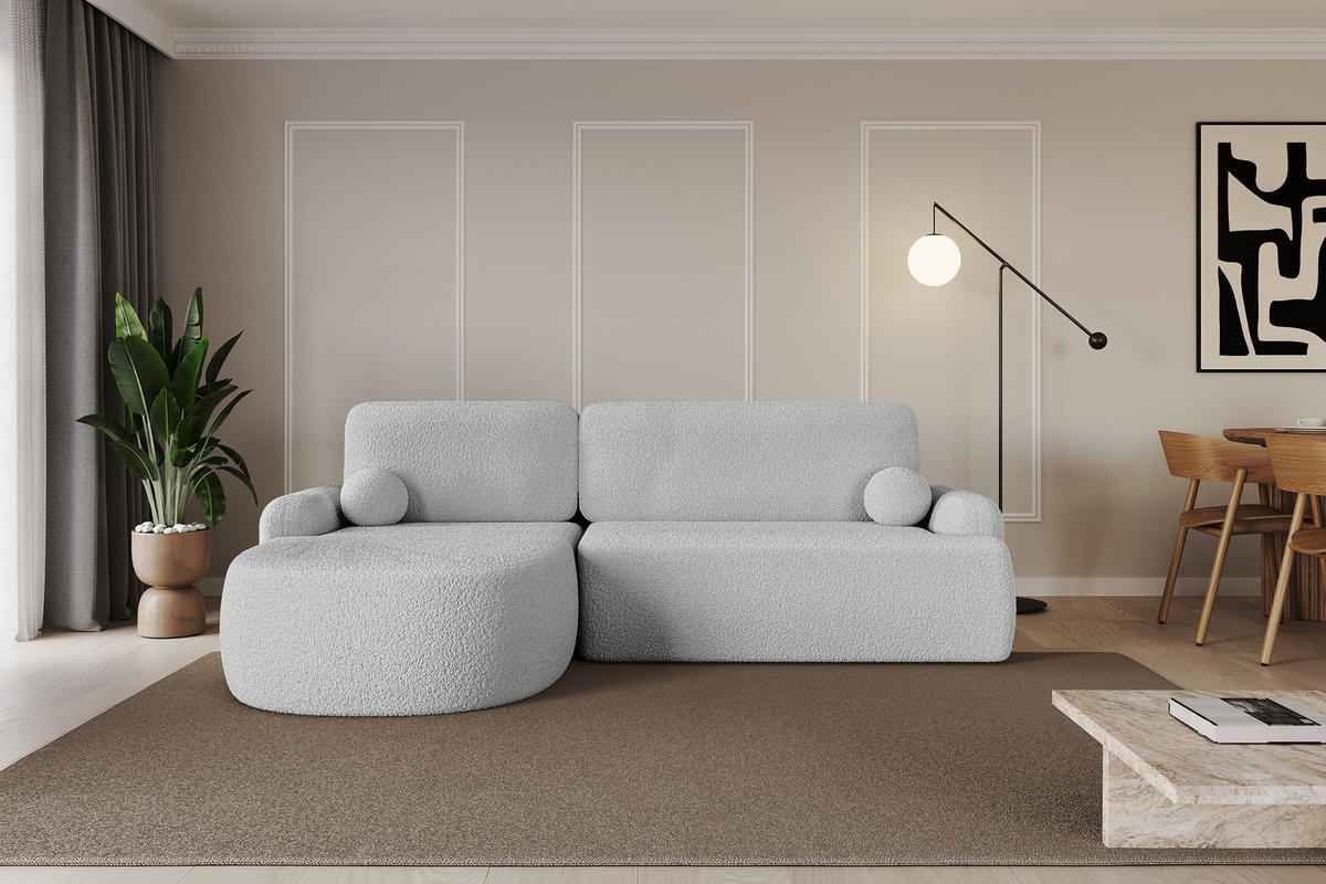 ECKSOFA mit Schlaffunktion und Bettkasten LIRA-L - 264x172x89 Hellgrau - Hellgrau, Holzwerkstoff/Textil (264/172cm) - ALTDECOR