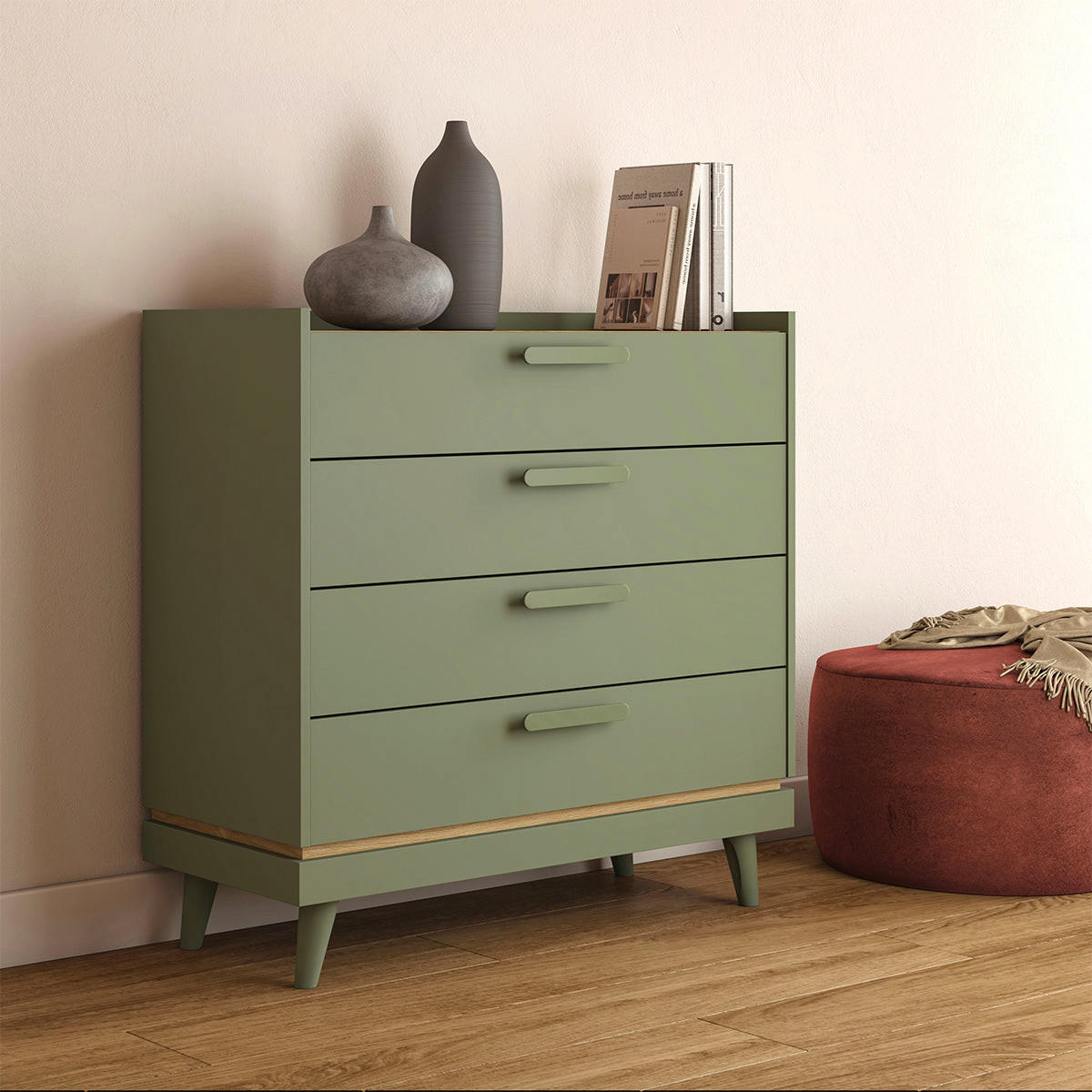 KOMMODE Sandy Grün - Grün, Holzwerkstoff (90/90/40cm) - Petits-meubles
