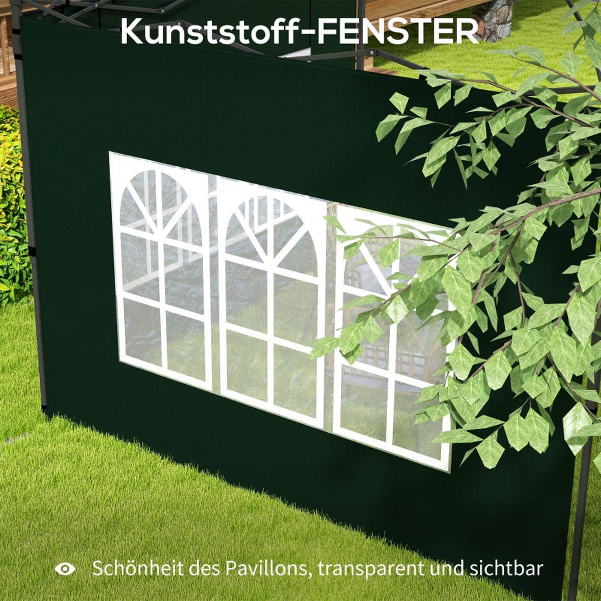 PAVILLON SEITENWÄNDE 2er Set 3x3 3x6 dunkelgrün - Dunkelgrün, Kunststoff (293/193/1cm) - LEBENLANG