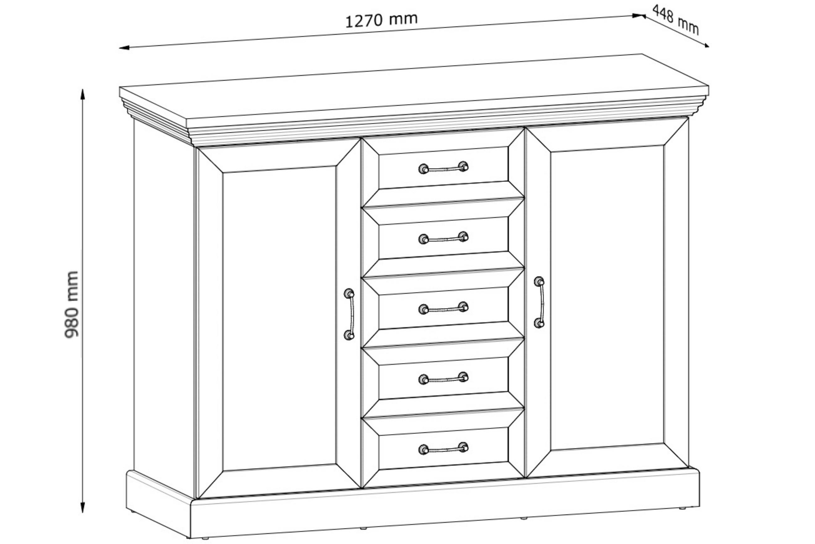 Thumbnail - Konsimo® Kommode, Creme, Eiche, Holz, Rechteckig, 127x98x45 cm, Hergestellt in Europa, Wohnzimmer, Kommoden & Sideboards...